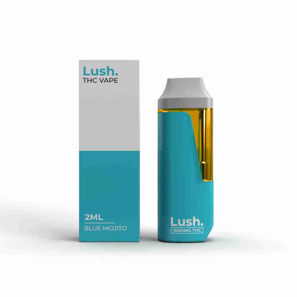 LUSH 2ml Disposable Vapes – Blue Mojito (Hybrid) THC Distillate